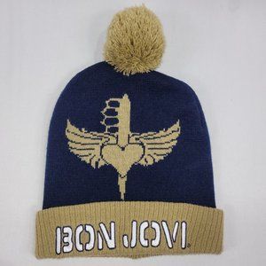 Bon Jovi Toque Knit Winter Hat Pompom Band Hair Metal